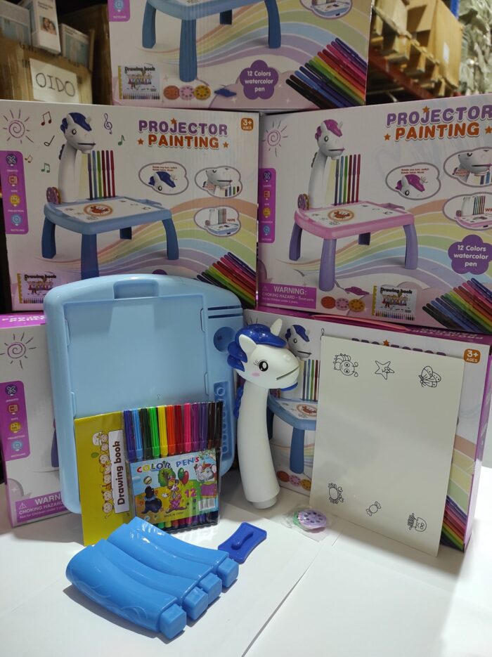 Escritorio de aprendizaje para niños unicornio azul