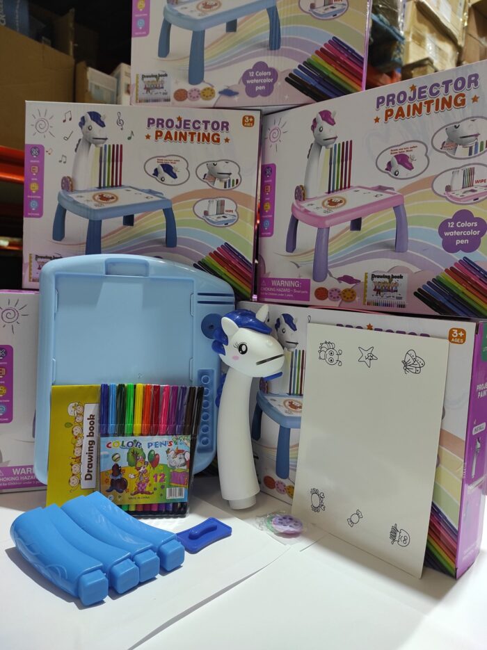 Escritorio de aprendizaje para niños unicornio azul