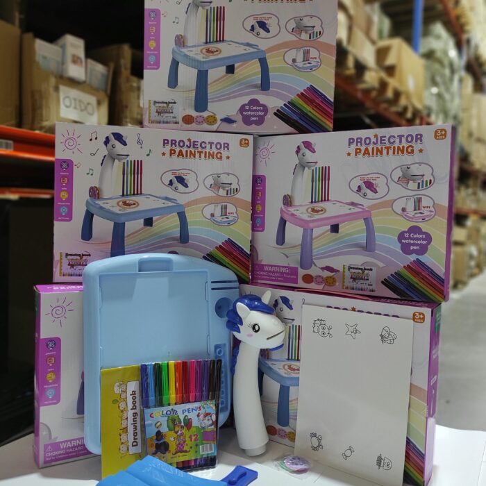 Escritorio de aprendizaje para niños unicornio azul