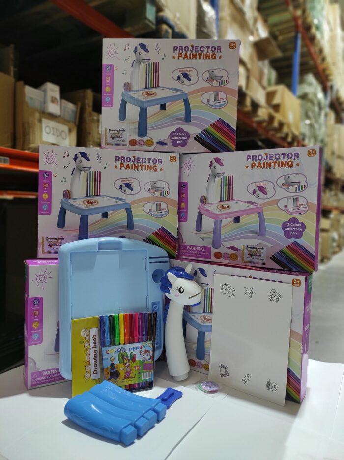 Escritorio de aprendizaje para niños unicornio azul