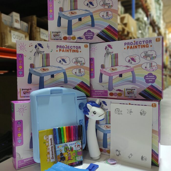 Escritorio de aprendizaje para niños unicornio azul