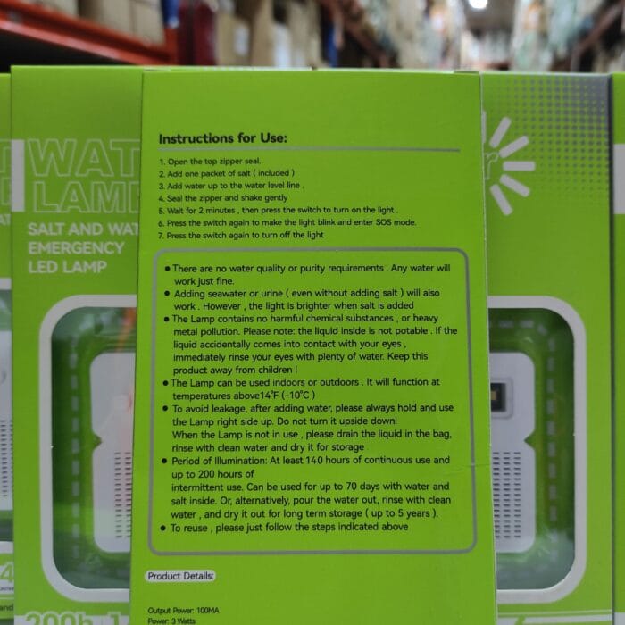 Lámpara LED portátil de agua salada