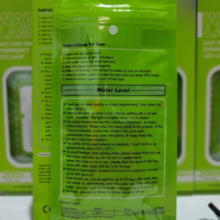 Lámpara LED portátil de agua salada