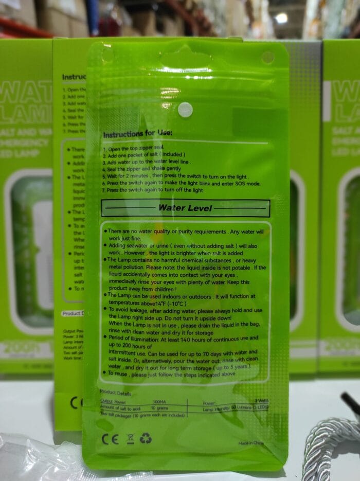 Lámpara LED portátil de agua salada