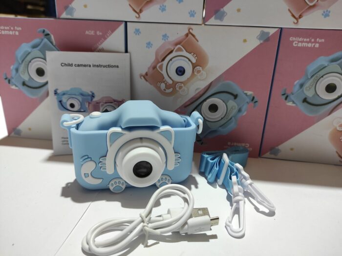 Cámara para Niños con Correa 1080P 2,0 Pulgadas Azul Gato