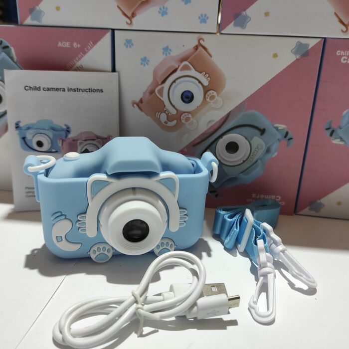 Cámara para Niños con Correa 1080P 2,0 Pulgadas Azul Gato