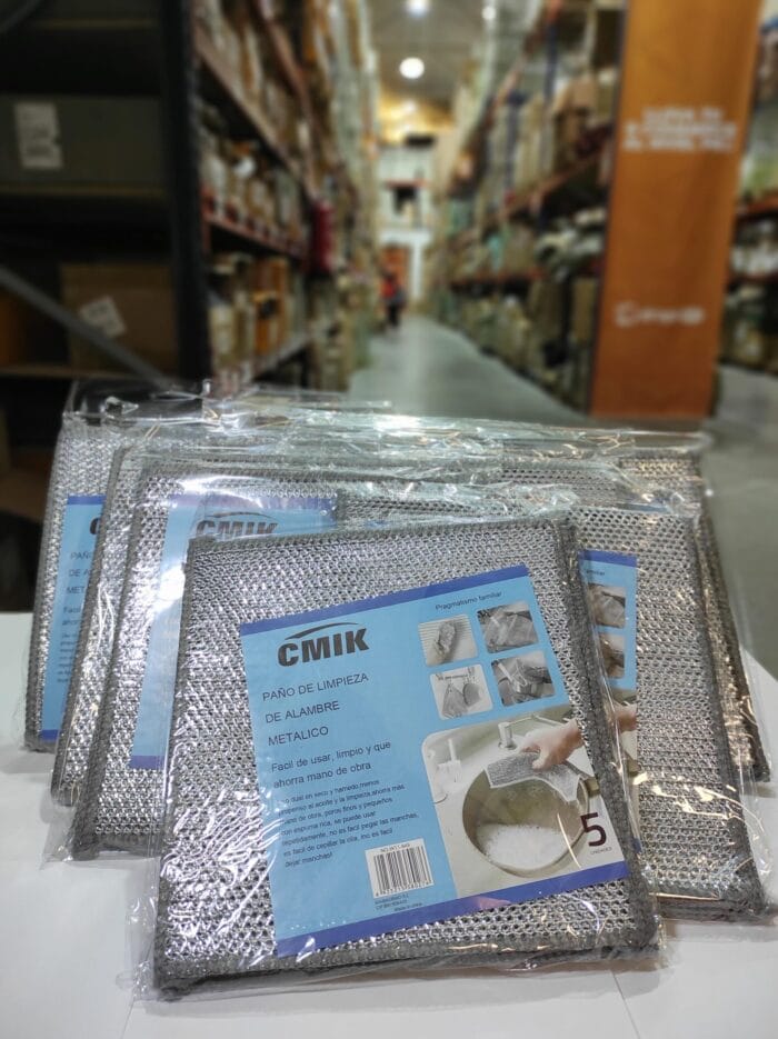 Pack 5 paño de limpieza de malla de alambre