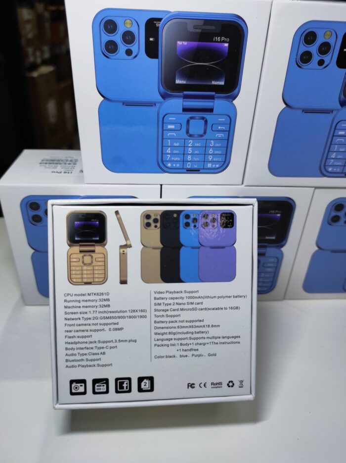 Teléfono plegable con doble pantalla  i16 Pro negro