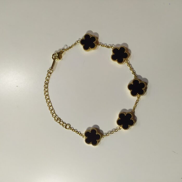 Pulsera trebol de cinco hojas negro