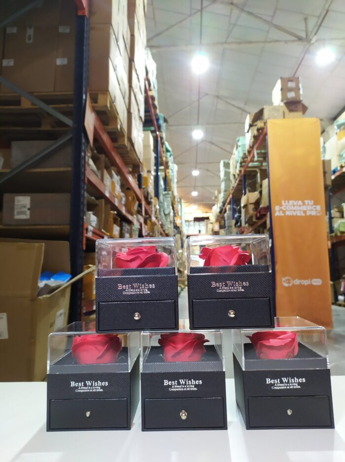 Caja de joyería de rosa eterna