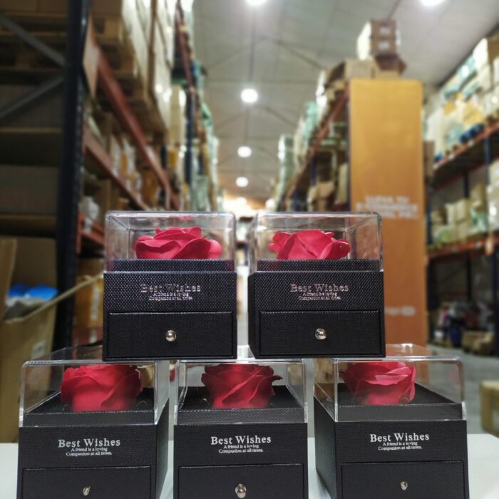 Caja de joyería de rosa eterna