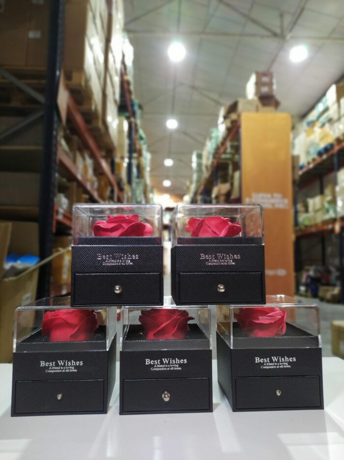 Caja de joyería de rosa eterna