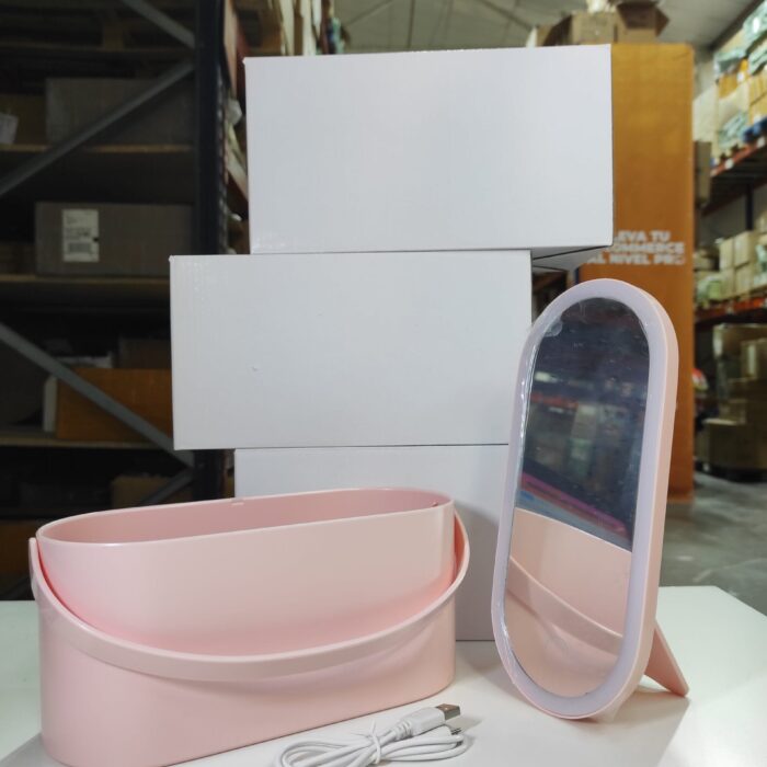 Organizador de maquillaje con espejo LED