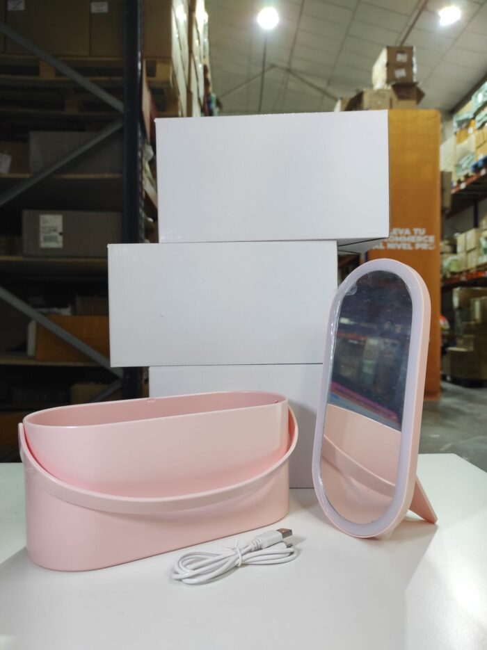 Organizador de maquillaje con espejo LED