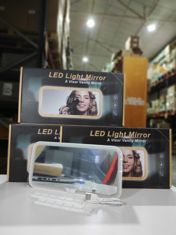 Espejo de tocador LED para coche con 3 modos