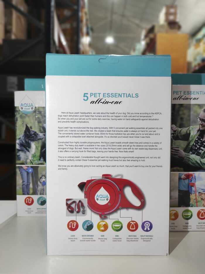 Correa retráctil para perros con cuenco plegable