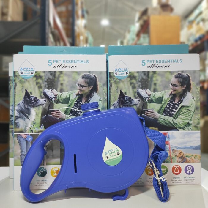 Correa retráctil para perros con cuenco plegable