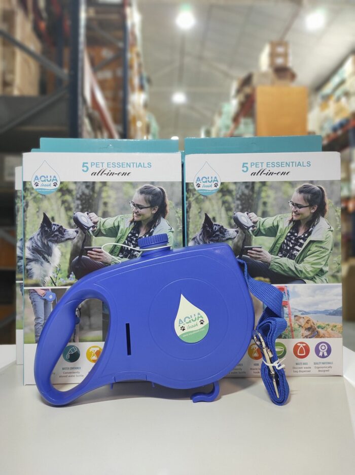 Correa retráctil para perros con cuenco plegable