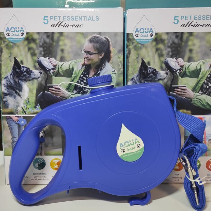 Correa retráctil para perros con cuenco plegable