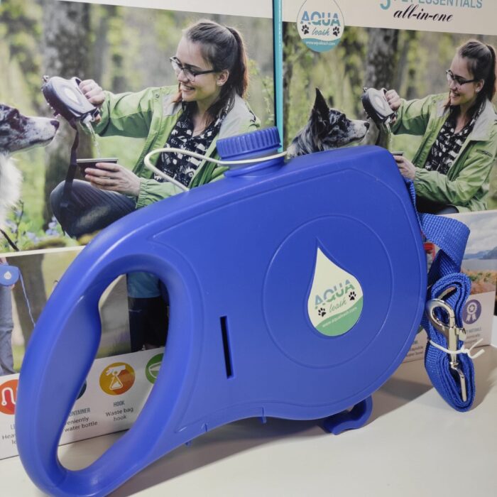 Correa retráctil para perros con cuenco plegable