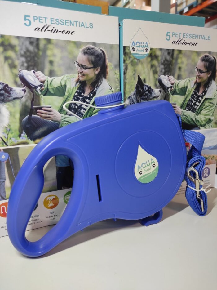 Correa retráctil para perros con cuenco plegable