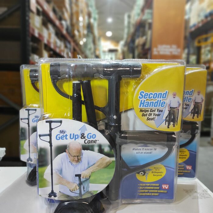 Bastón plegable de doble asa con linterna