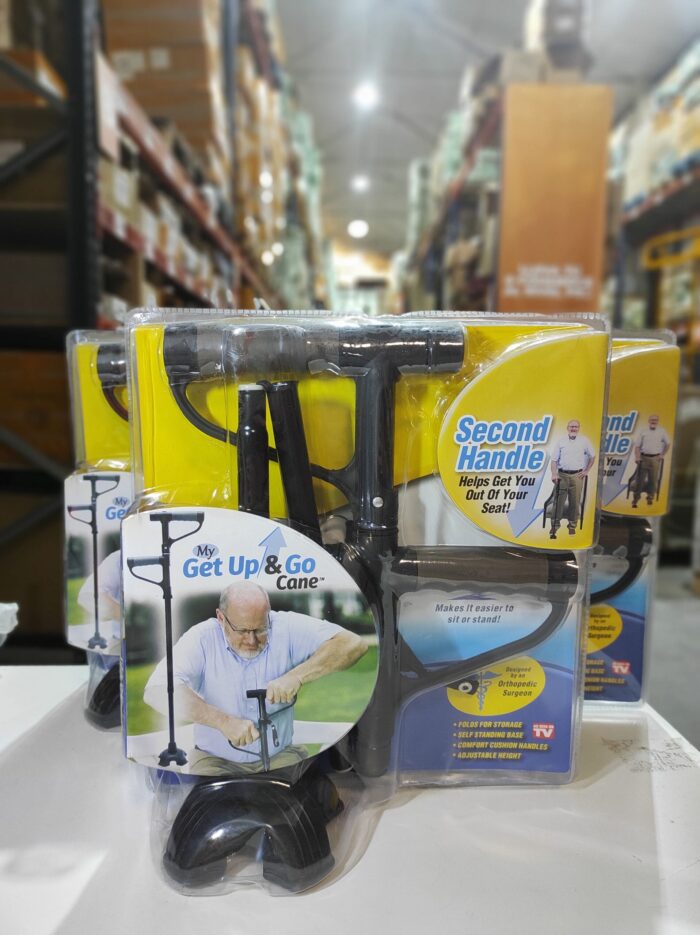 Bastón plegable de doble asa con linterna