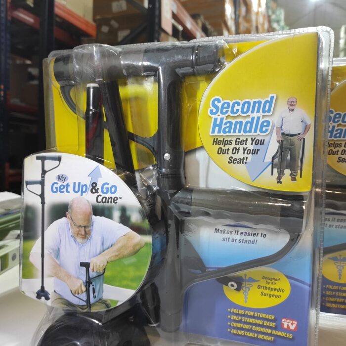 Bastón plegable de doble asa con linterna