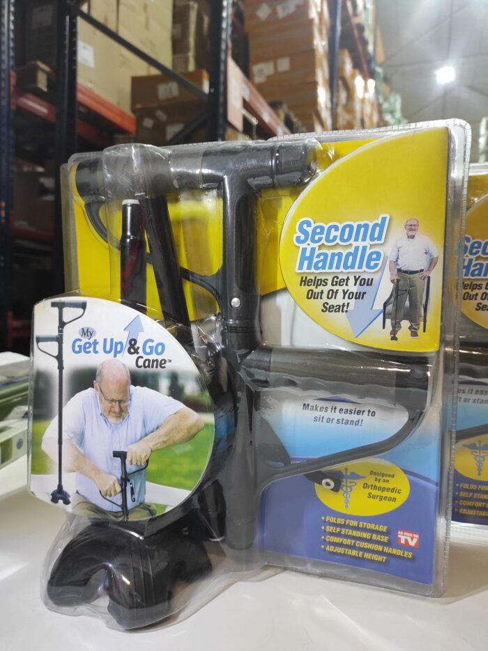 Bastón plegable de doble asa con linterna