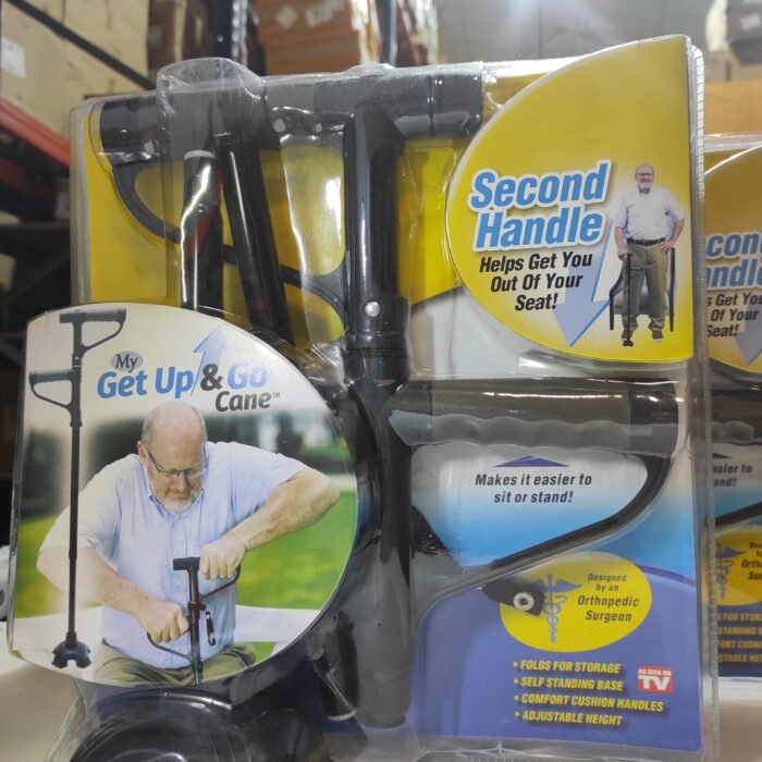 Bastón plegable de doble asa con linterna