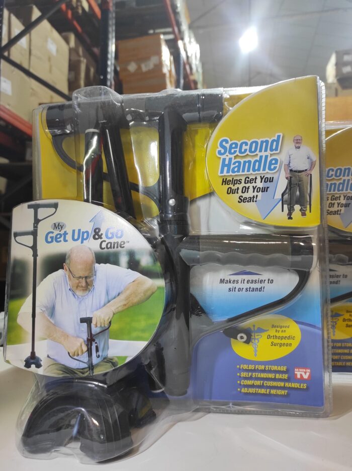 Bastón plegable de doble asa con linterna