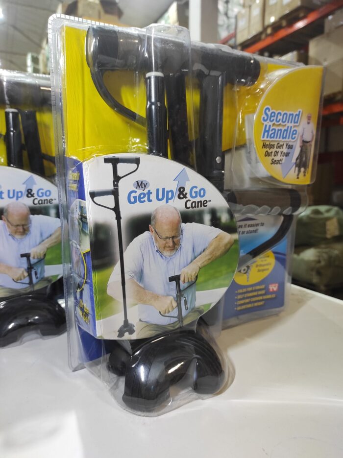 Bastón plegable de doble asa con linterna