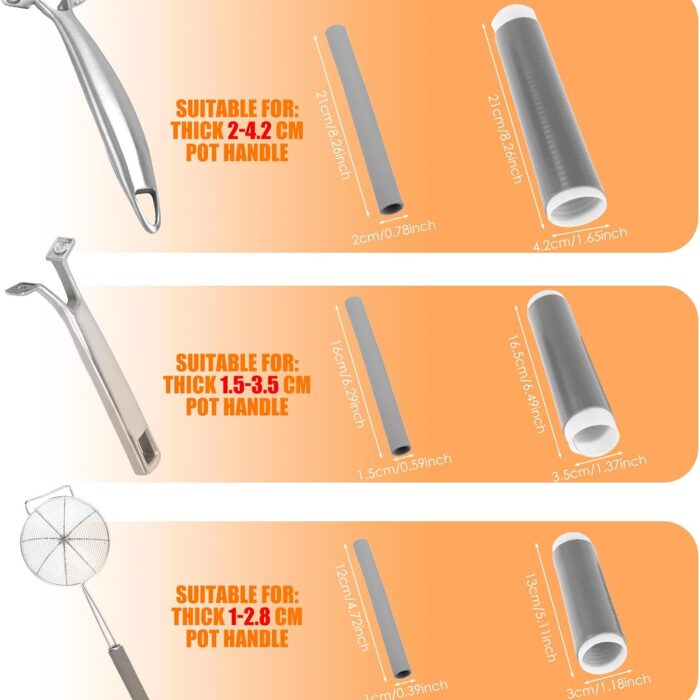Pack 3 fundas de silicona para mango de olla con aislamiento térmico