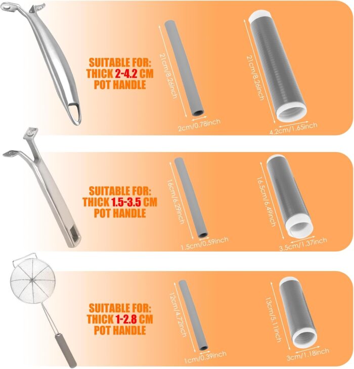 Pack 3 fundas de silicona para mango de olla con aislamiento térmico