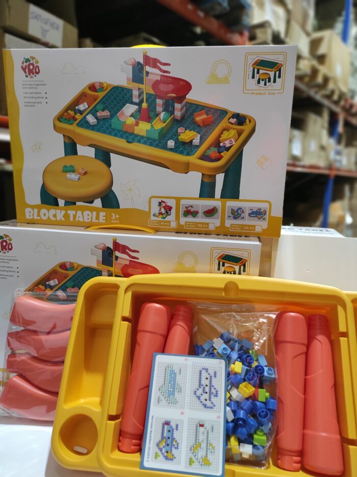 Juego de mesa y silla con bloques de construcion 120 pcs