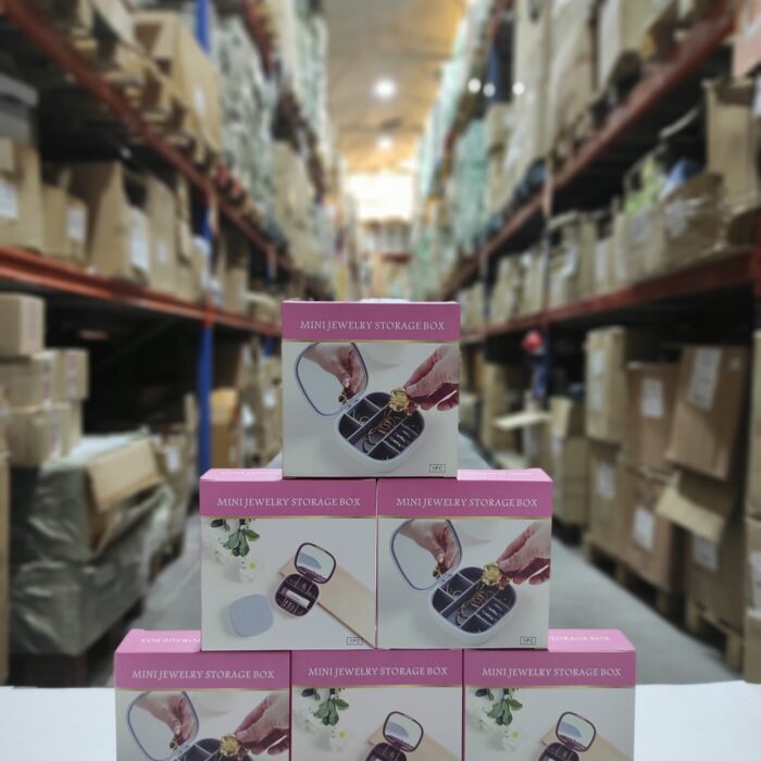 Mini joyero con espejo de viaje ( rosa , blanco )