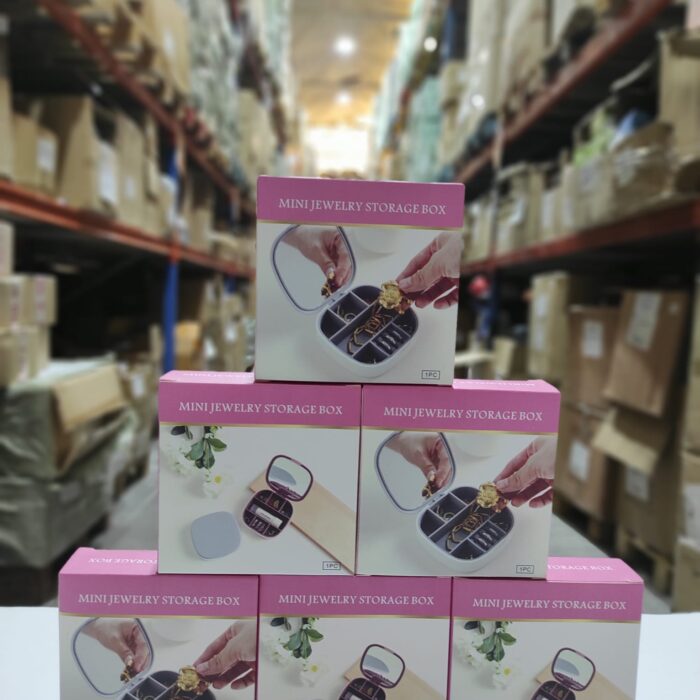 Mini joyero con espejo de viaje ( rosa , blanco )