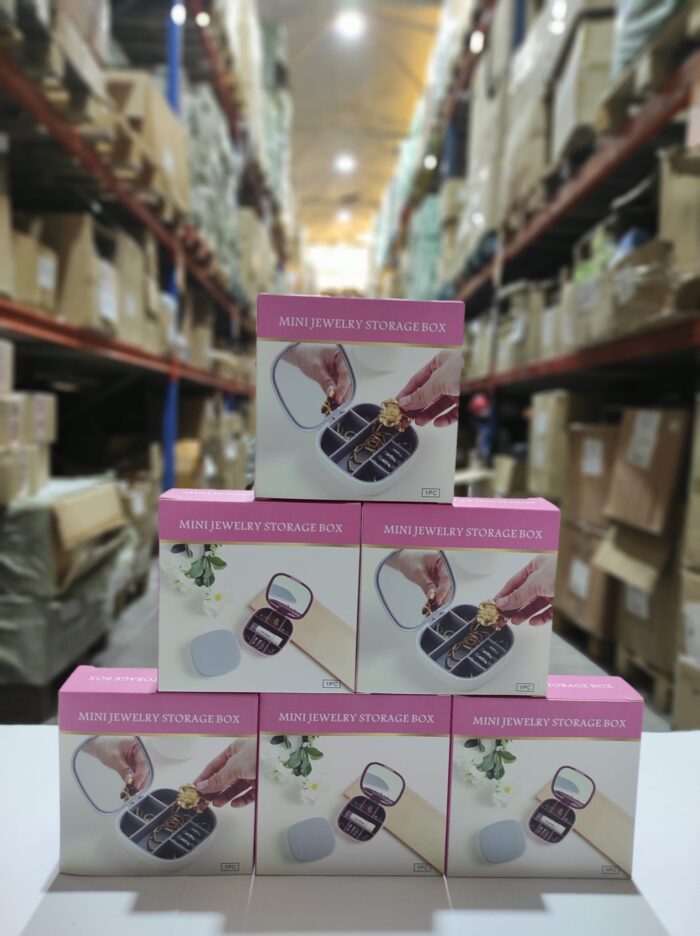 Mini joyero con espejo de viaje ( rosa , blanco )