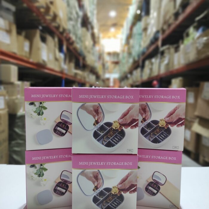 Mini joyero con espejo de viaje ( rosa , blanco )