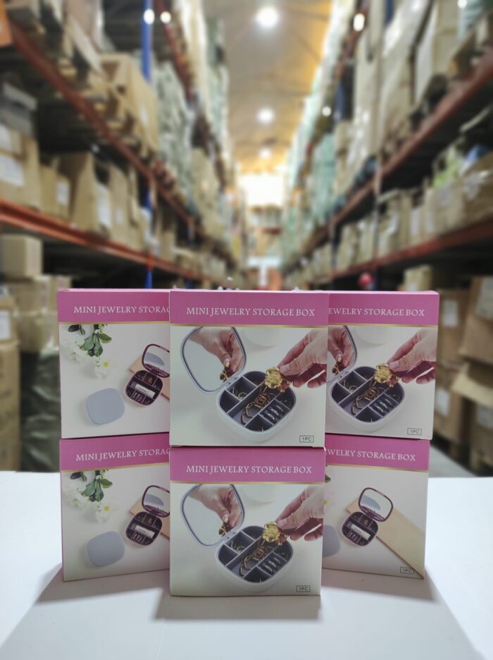 Mini joyero con espejo de viaje ( rosa , blanco )
