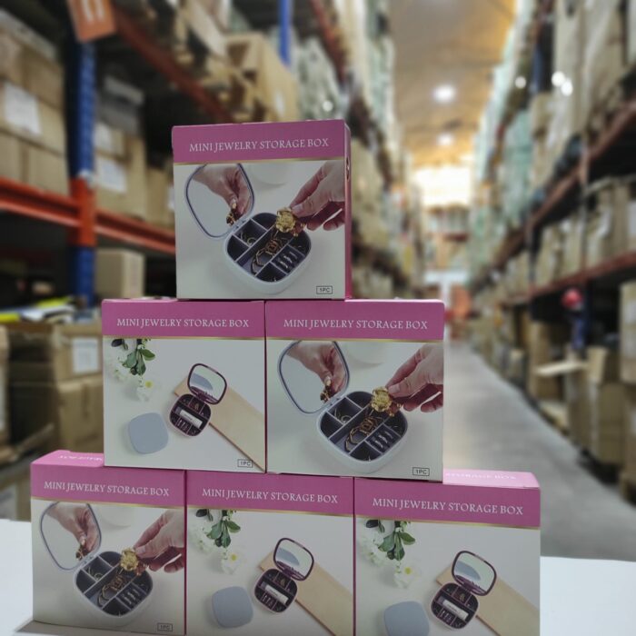 Mini joyero con espejo de viaje ( rosa , blanco )