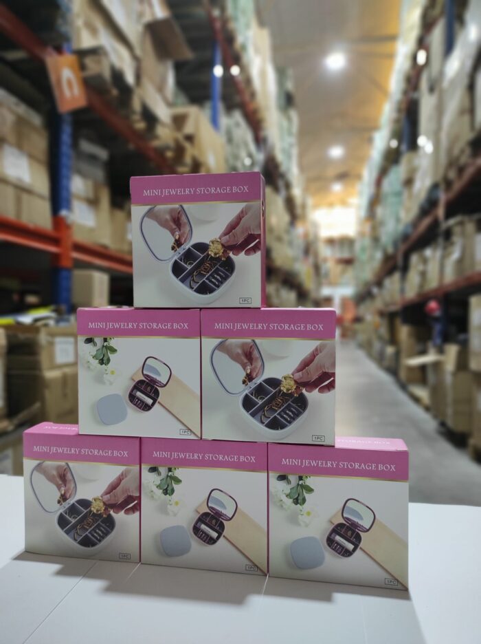 Mini joyero con espejo de viaje ( rosa , blanco )