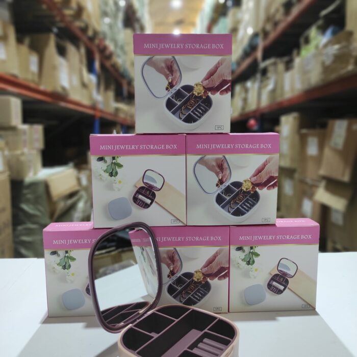 Mini joyero con espejo de viaje ( rosa , blanco )