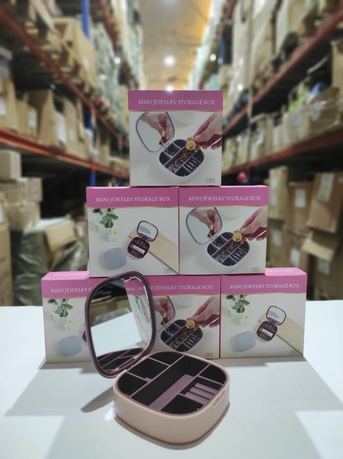 Mini joyero con espejo de viaje ( rosa , blanco )