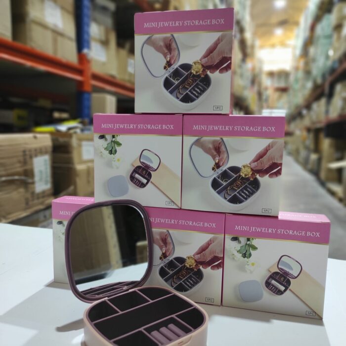 Mini joyero con espejo de viaje ( rosa , blanco )