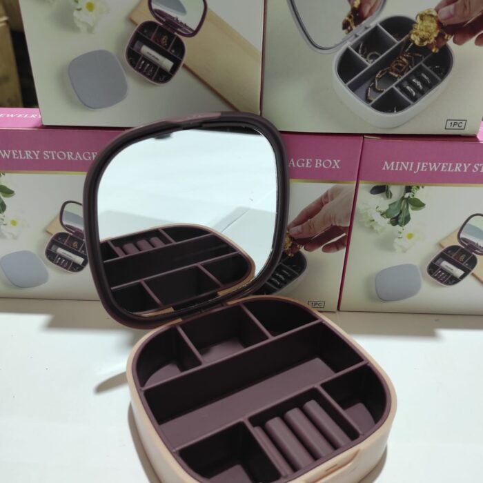 Mini joyero con espejo de viaje ( rosa , blanco )