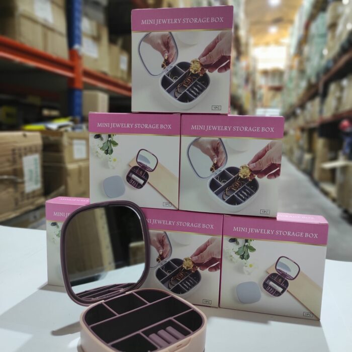 Mini joyero con espejo de viaje ( rosa , blanco )
