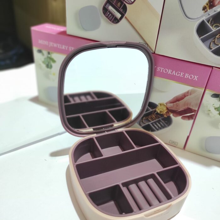 Mini joyero con espejo de viaje ( rosa , blanco )
