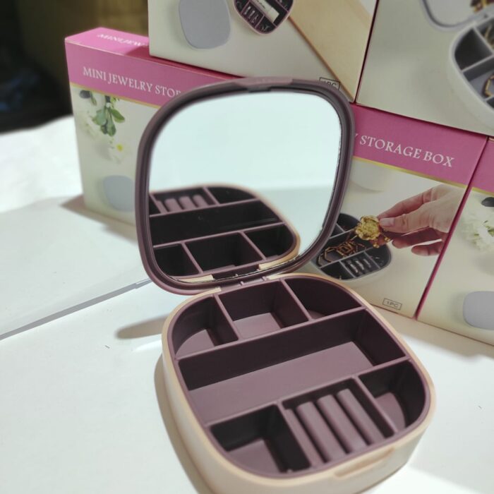 Mini joyero con espejo de viaje ( rosa , blanco )