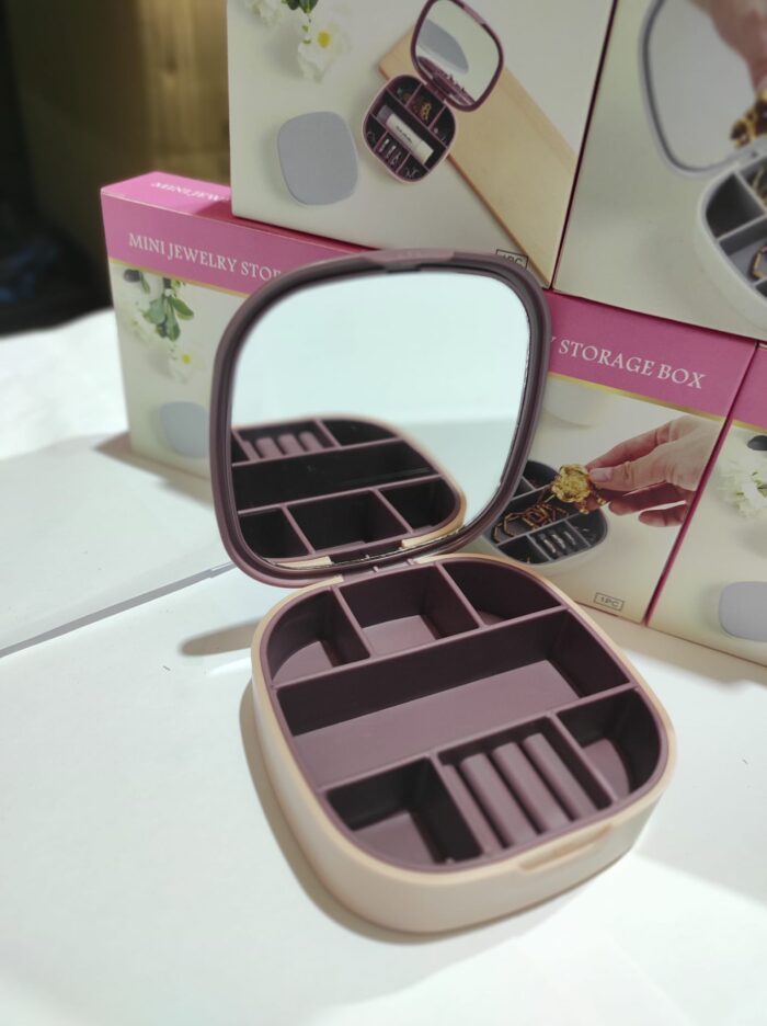 Mini joyero con espejo de viaje ( rosa , blanco )